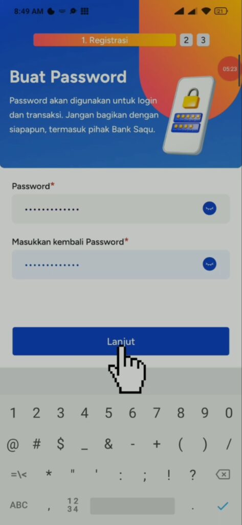 cara buat konfirmasi password bank saqu